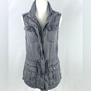 Max Jeans Gray Tencel Utility Vest XS Cargo Military Style